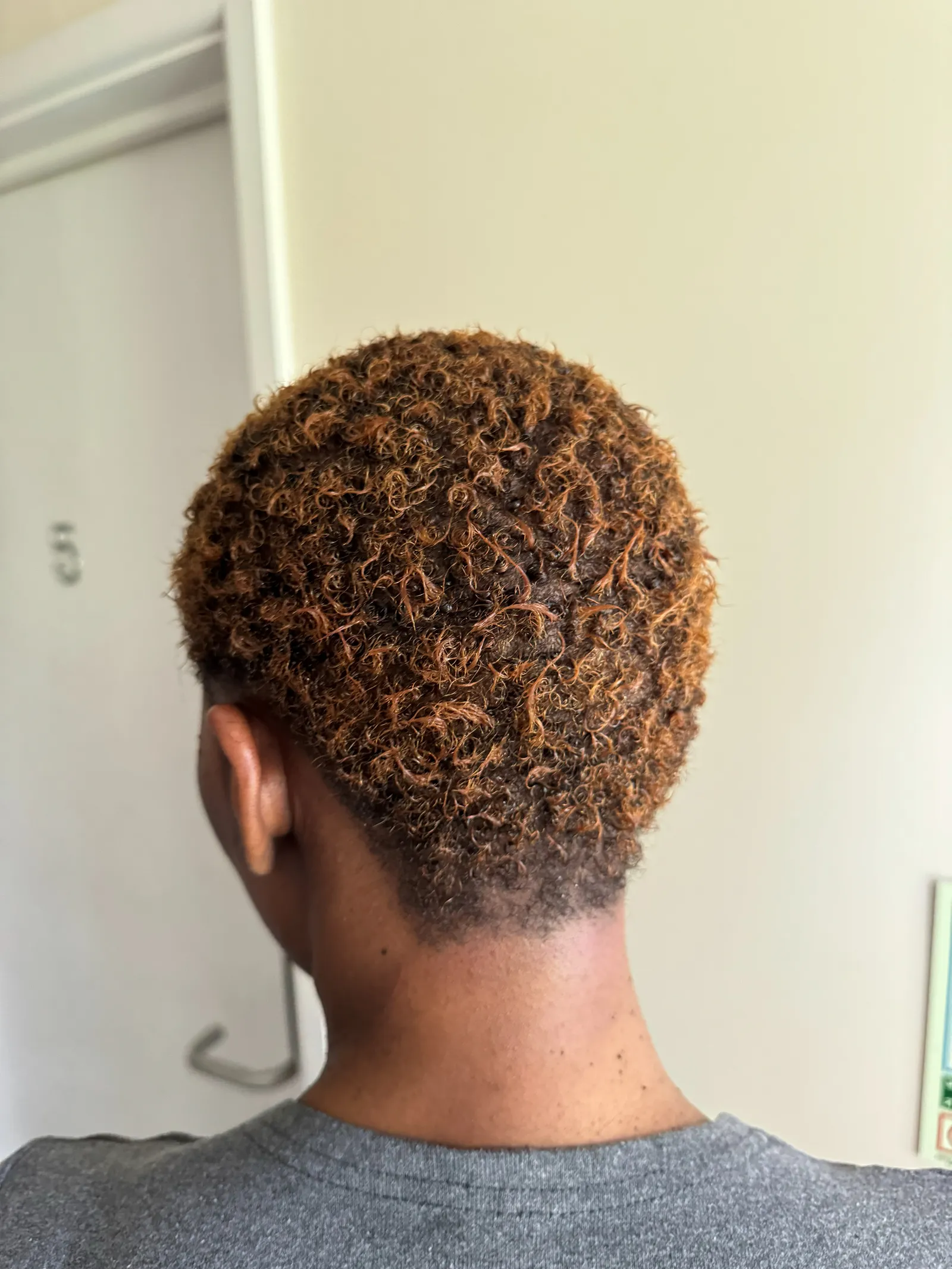 Copper tapered cut, back view