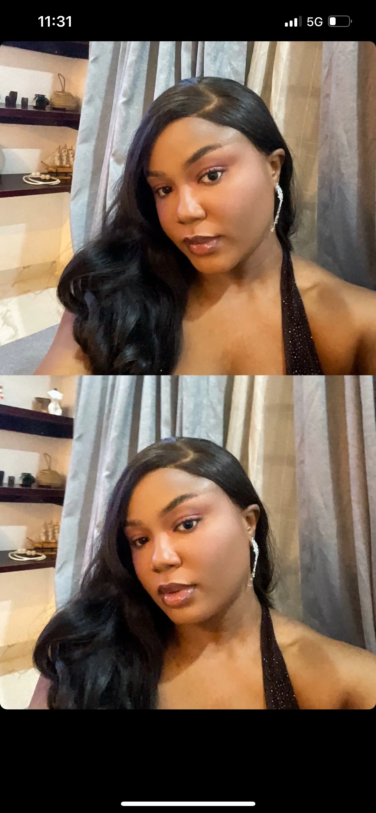 Sleek straightened hair