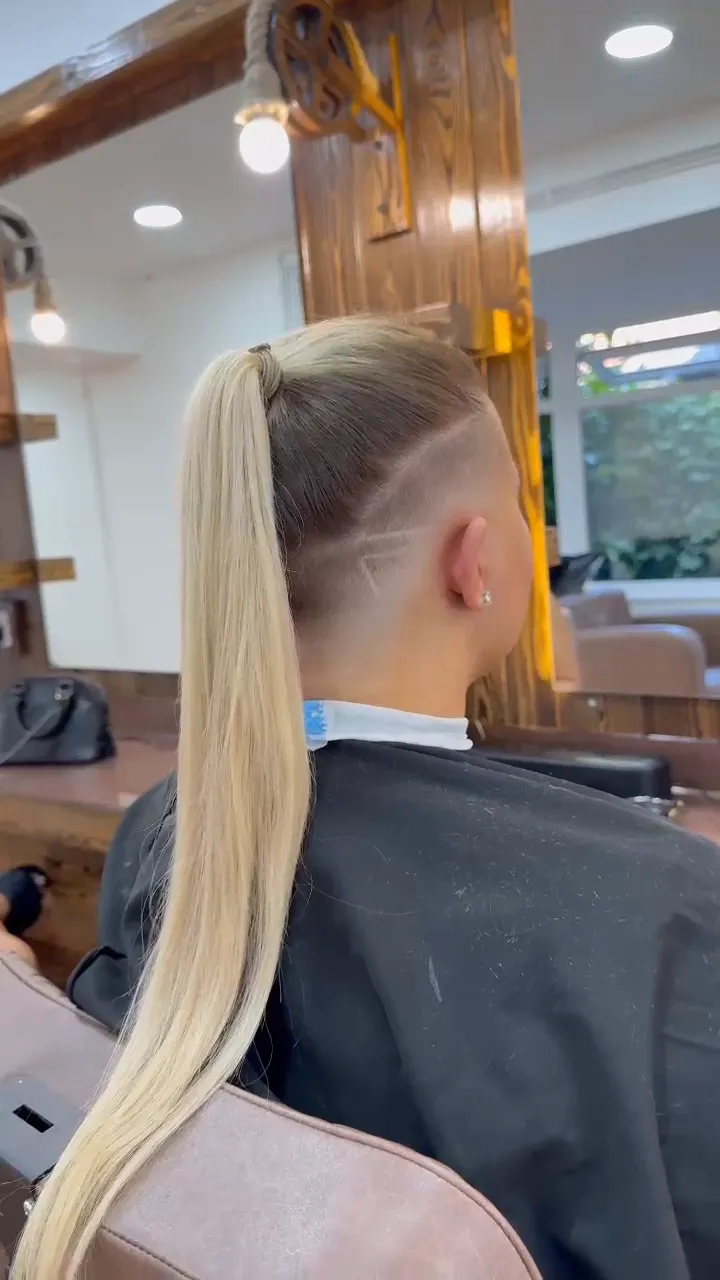 Shaved undercut design and blonde ponytail reel